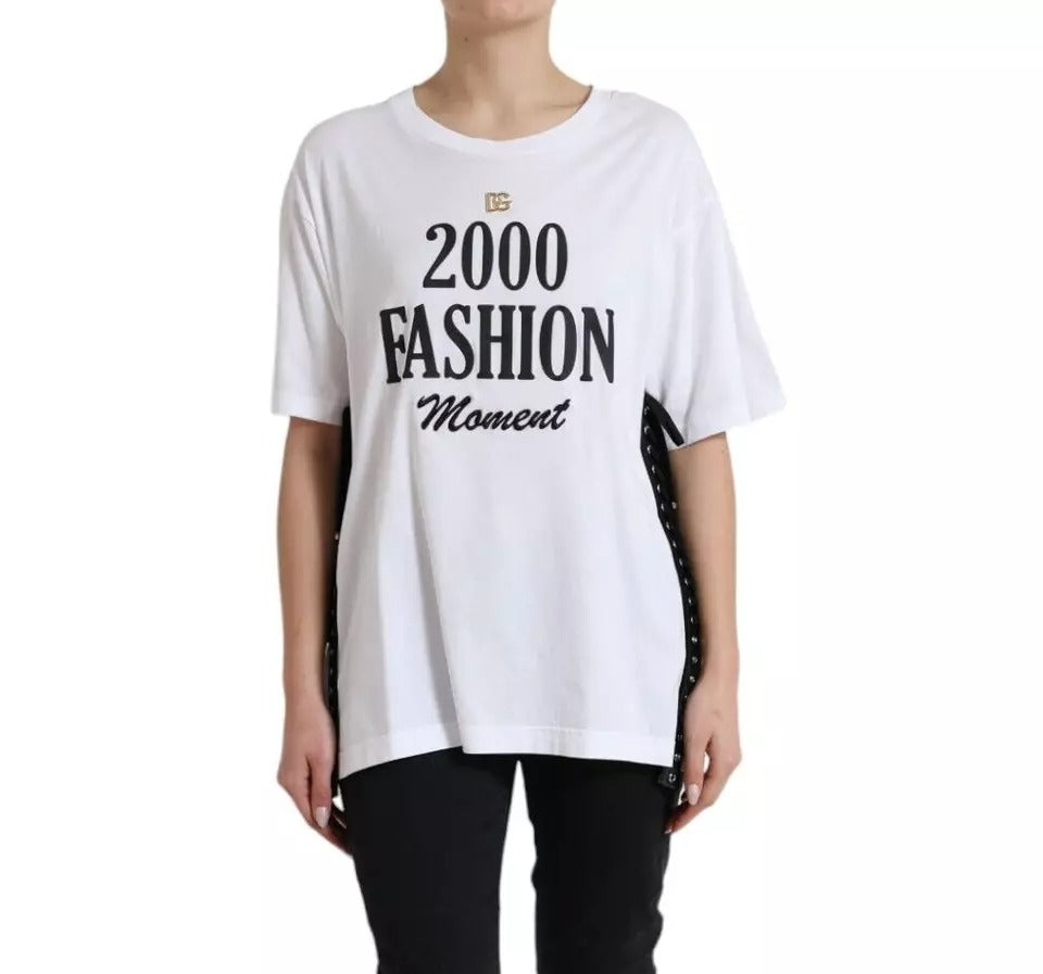 Dolce & Gabbana White 2000 Fashion Moment Lacing Detailed Tee T-shirt