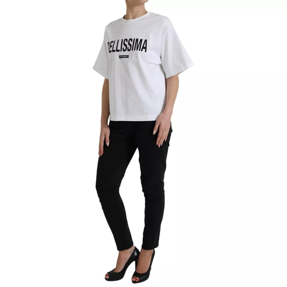 Μπλουζάκι Dolce & Gabbana White Bellissima Cotton Crew Neck