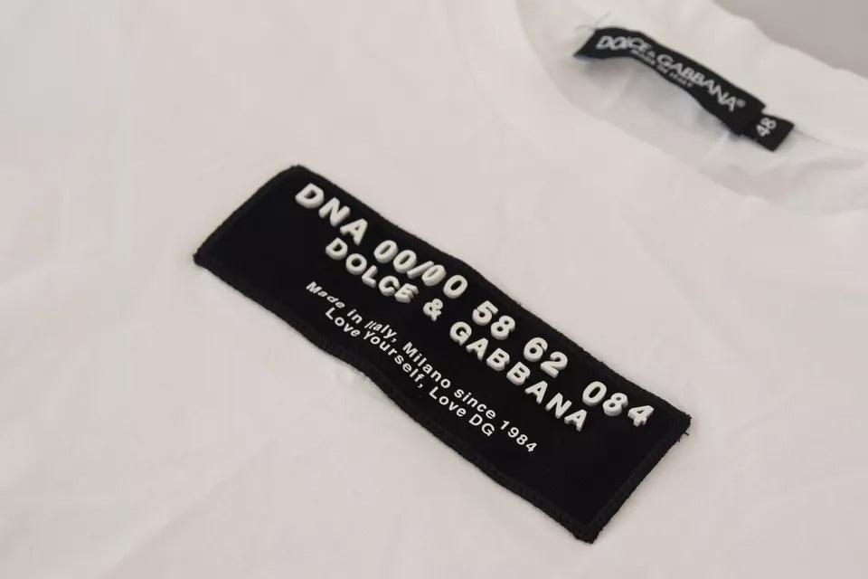 Ανδρικό μπλουζάκι Dolce & Gabbana White Cotton DG Appliqué