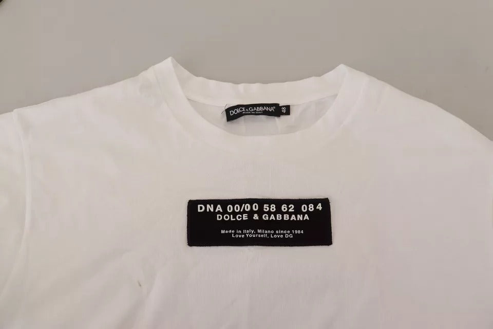 Ανδρικό μπλουζάκι Dolce & Gabbana White Cotton DG Appliqué