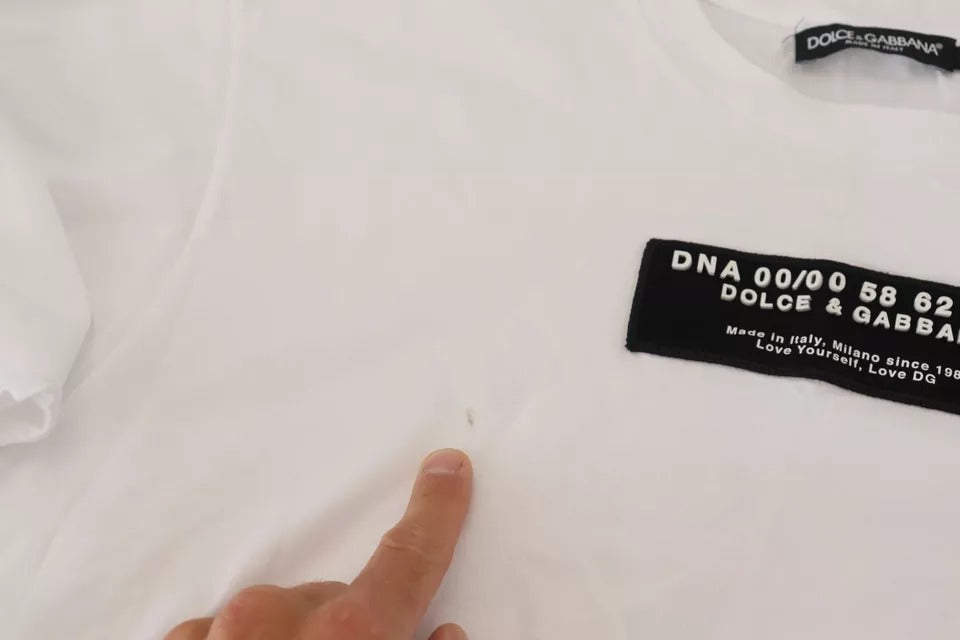 Ανδρικό μπλουζάκι Dolce & Gabbana White Cotton DG Appliqué