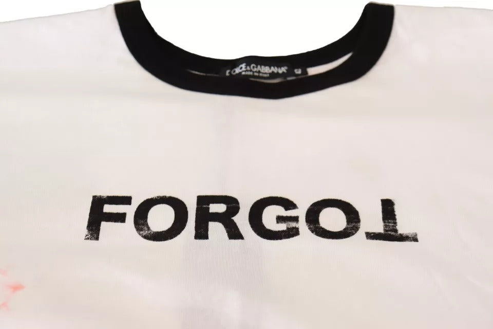 T-shirt Dolce & Gabbana White Forgot Print Short Sleeves Crop