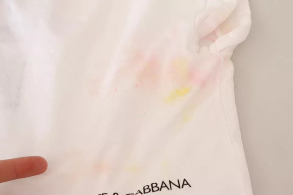 Dolce & Gabbana White Forgot Print Short Sleeves Crop T-shirt