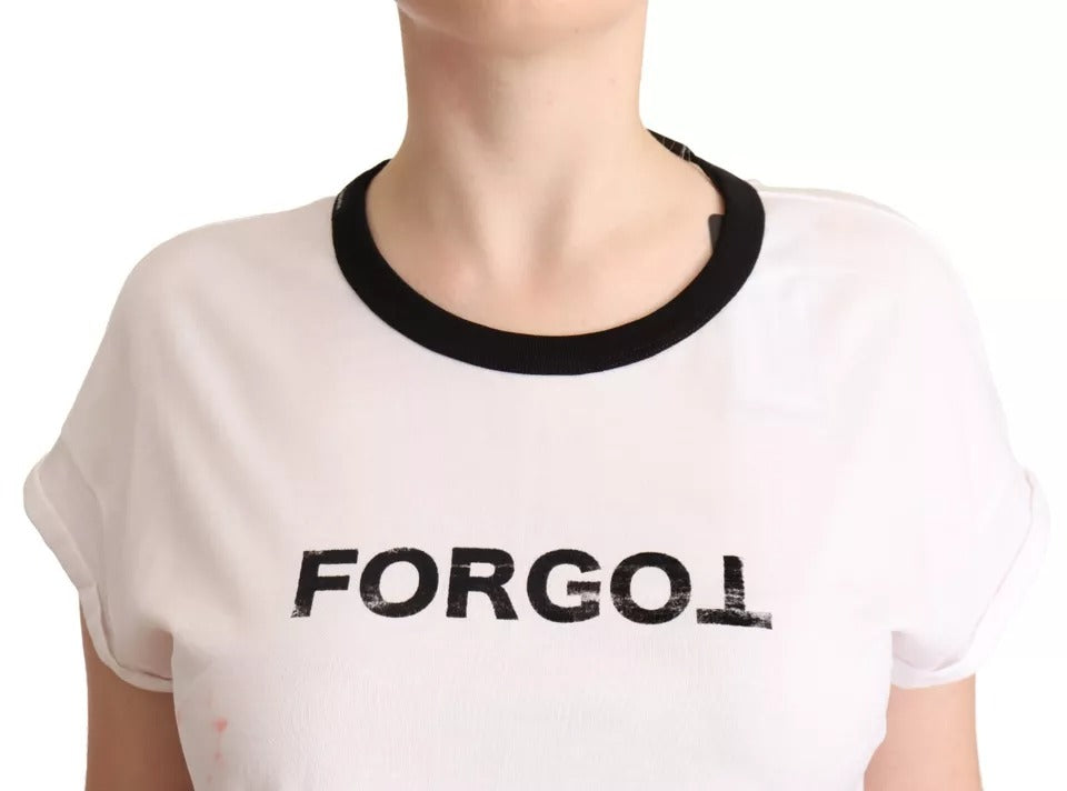 T-shirt Dolce & Gabbana White Forgot Print Short Sleeves Crop