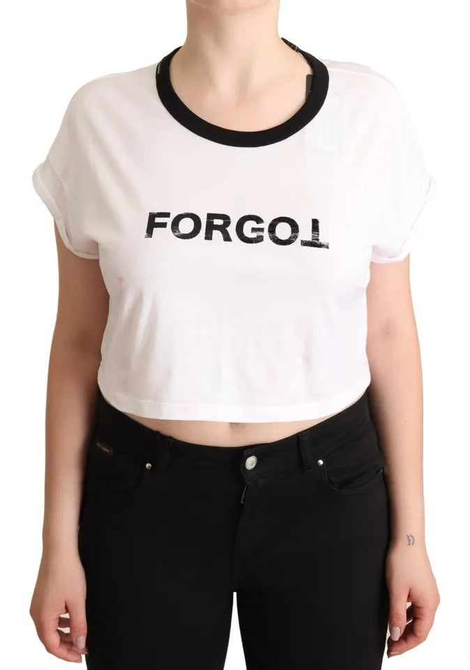 T-shirt Dolce & Gabbana White Forgot Print Short Sleeves Crop