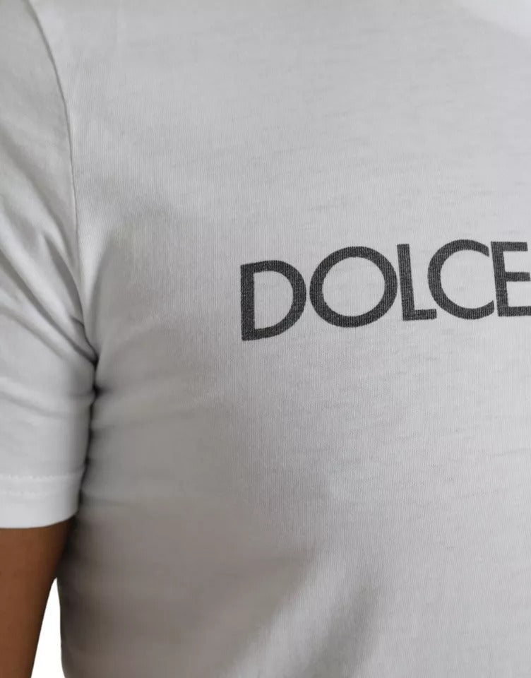 Μπλουζάκι Dolce & Gabbana White Logo Cotton Crew Neck με κοντό μανίκι