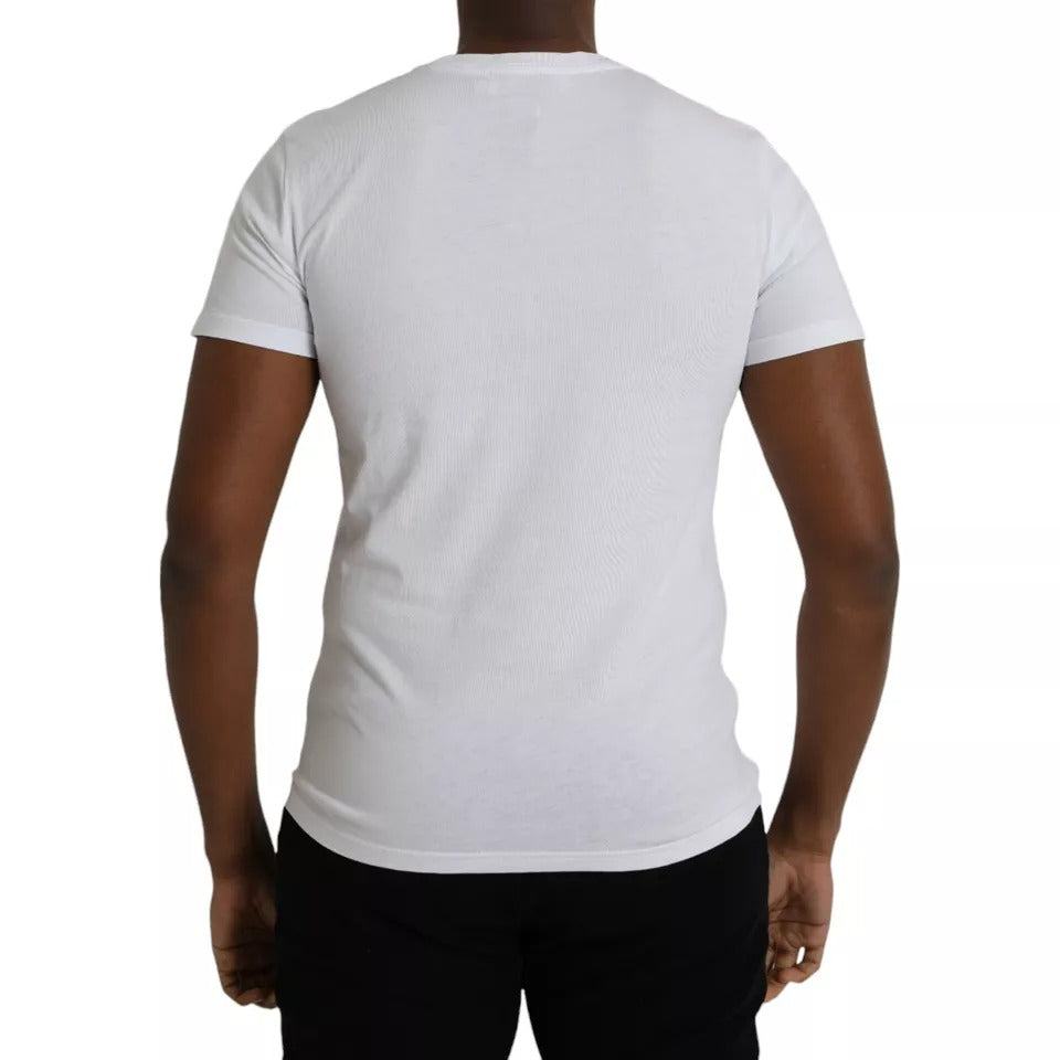 Μπλουζάκι Dolce & Gabbana White Logo Cotton Crew Neck με κοντό μανίκι