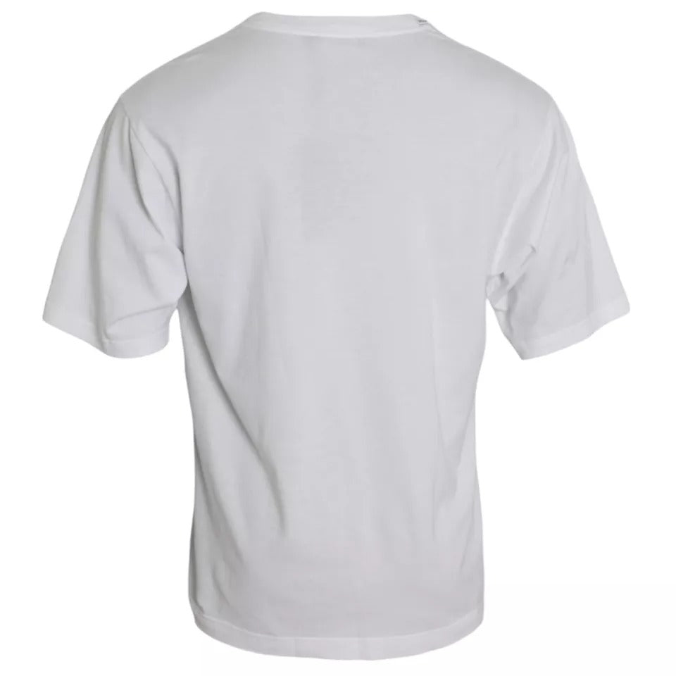 Dolce & Gabbana White Logo Cotton Round Neck Short Sleeves T-shirt