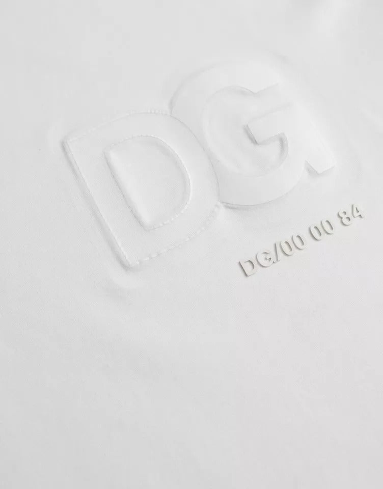 Μπλουζάκι Dolce & Gabbana White Logo με ανάγλυφο βαμβακερό λαιμόκοψη