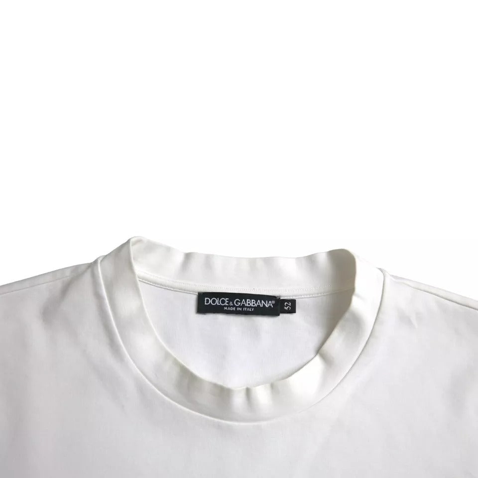 Μπλουζάκι Dolce & Gabbana White Logo με ανάγλυφο βαμβακερό λαιμόκοψη