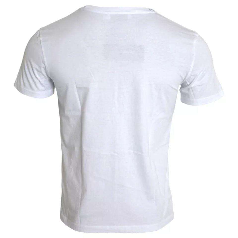 Ανδρικό μπλουζάκι Dolce & Gabbana White Logo Print Cotton Crew Neck Ανδρικό μπλουζάκι