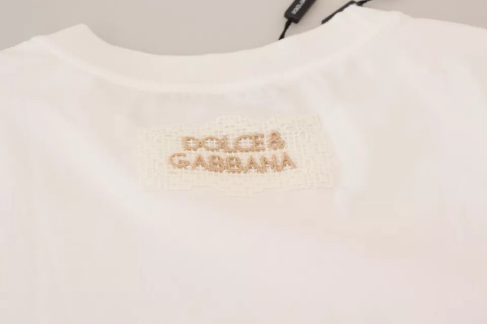 Μπλουζάκι Dolce & Gabbana Optical White Printed κοντά μανίκια