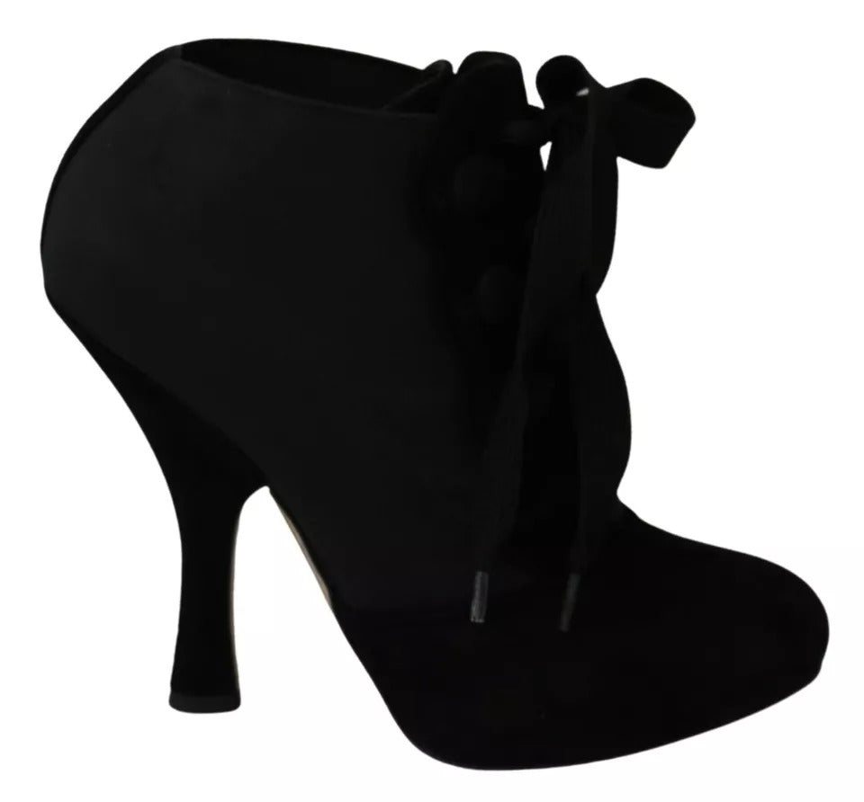 Dolce & Gabbana Black Suede Stretch Boots Booties Παπούτσια