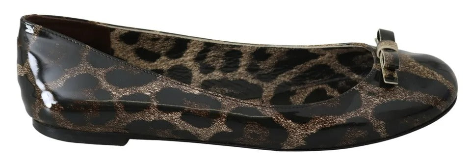 Dolce & Gabbana Brown Leopard Ballerina Flats Δερμάτινα παπούτσια