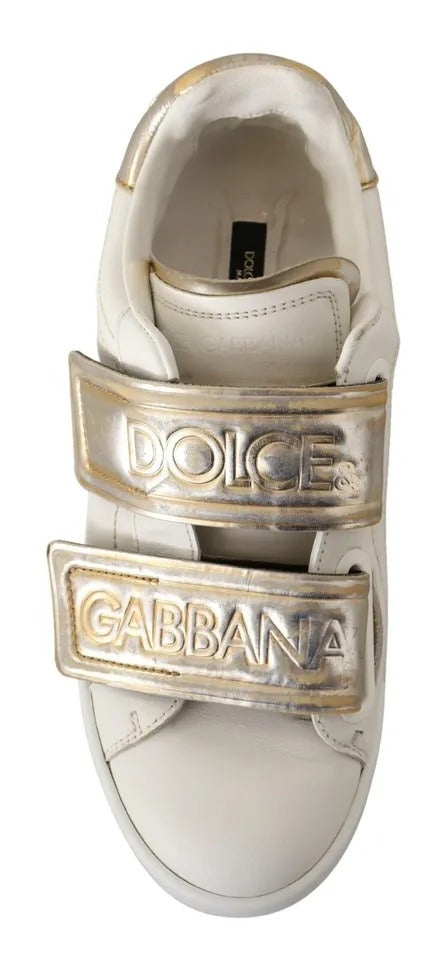 Παπούτσια πάνινα παπούτσια Dolce & Gabbana White Gold Leather Trainers