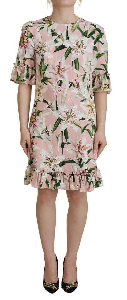 Φόρεμα Dolce &amp; Gabbana Pink Lily Viscose Sheath Φόρεμα μέχρι το γόνατο