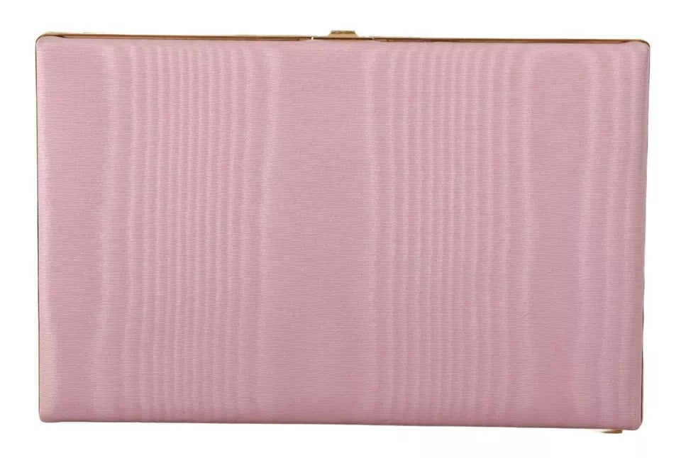 Dolce & Gabbana Pink Silk Gold Frame Clutch Βραδινό πορτοφόλι για πάρτι