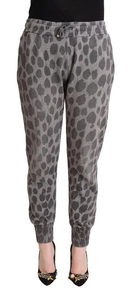 Dolce & Gabbana Grey Leopard Print Pants Jogger