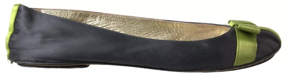 Dolce & Gabbana Black Green Loafers Ballerina Flats Παπούτσια