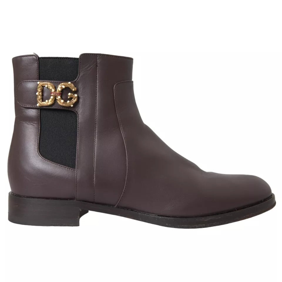 Παπούτσια Dolce & Gabbana Καφέ Δερμάτινα AMORE Flats Ankle Boots