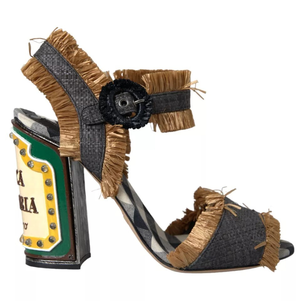 Dolce & Gabbana Πολύχρωμα Rafia Light Up Heels Σανδάλια Παπούτσια