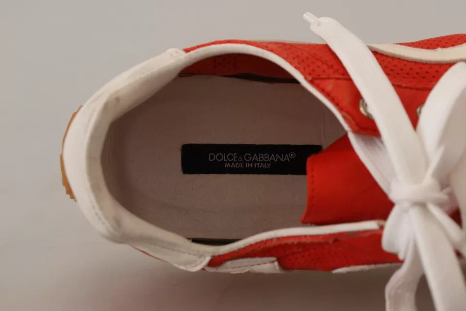 Ανδρικά παπούτσια με λογότυπο Dolce & Gabbana Red White Leather Ανδρικά παπούτσια