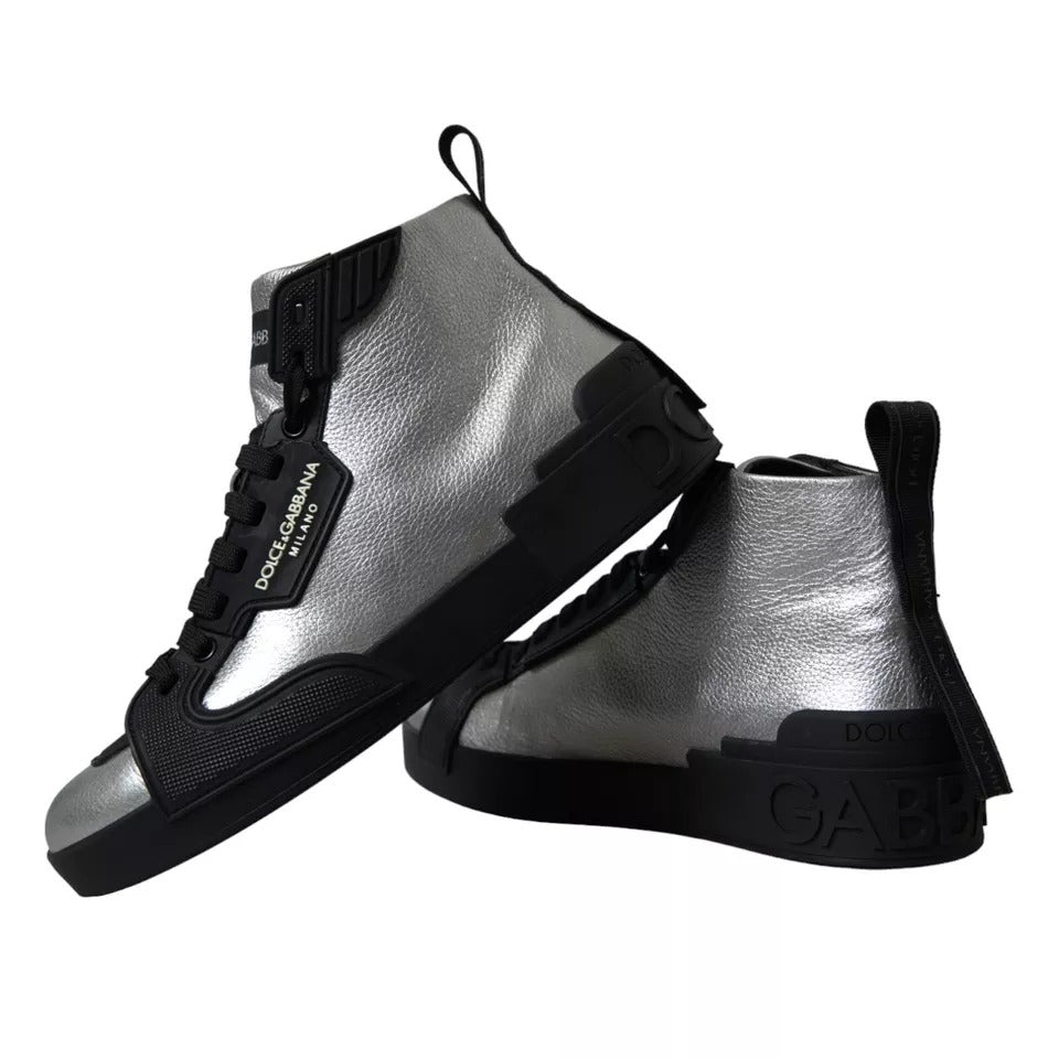 Dolce & Gabbana Black Silver Logo Ανδρικά αθλητικά παπούτσια Mid Top