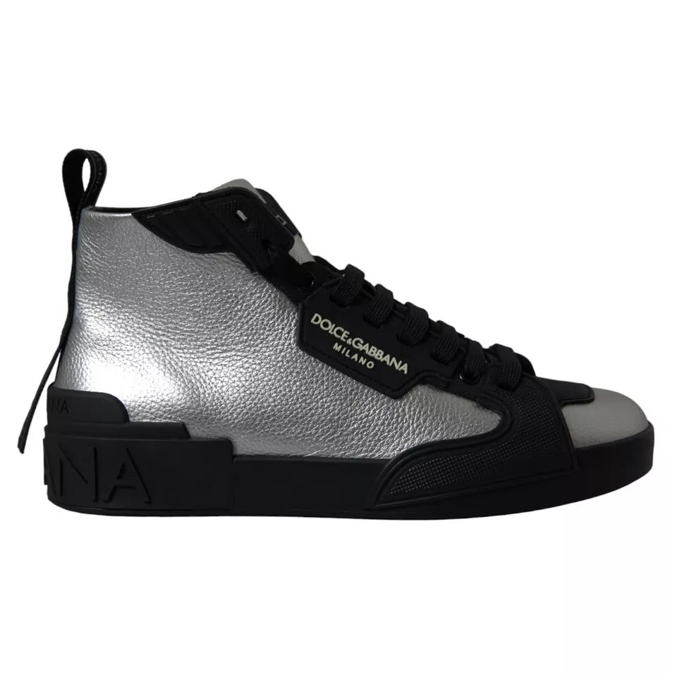 Dolce & Gabbana Black Silver Logo Ανδρικά αθλητικά παπούτσια Mid Top