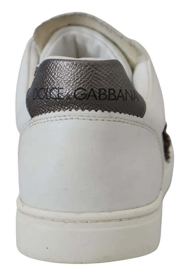 Dolce & Gabbana White Leather Heart Low Top Sneakers Casual