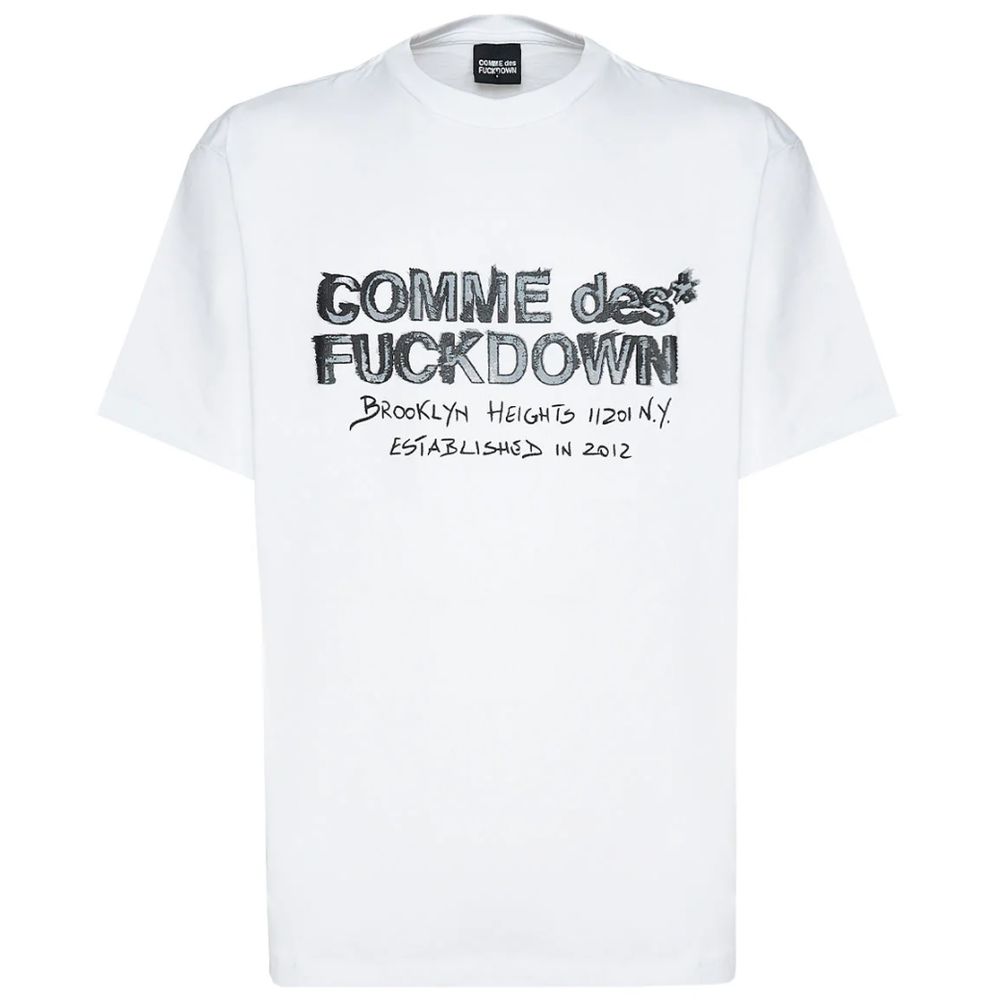 Comme Des Fuckdown Λευκό Βαμβακερό T-Shirt