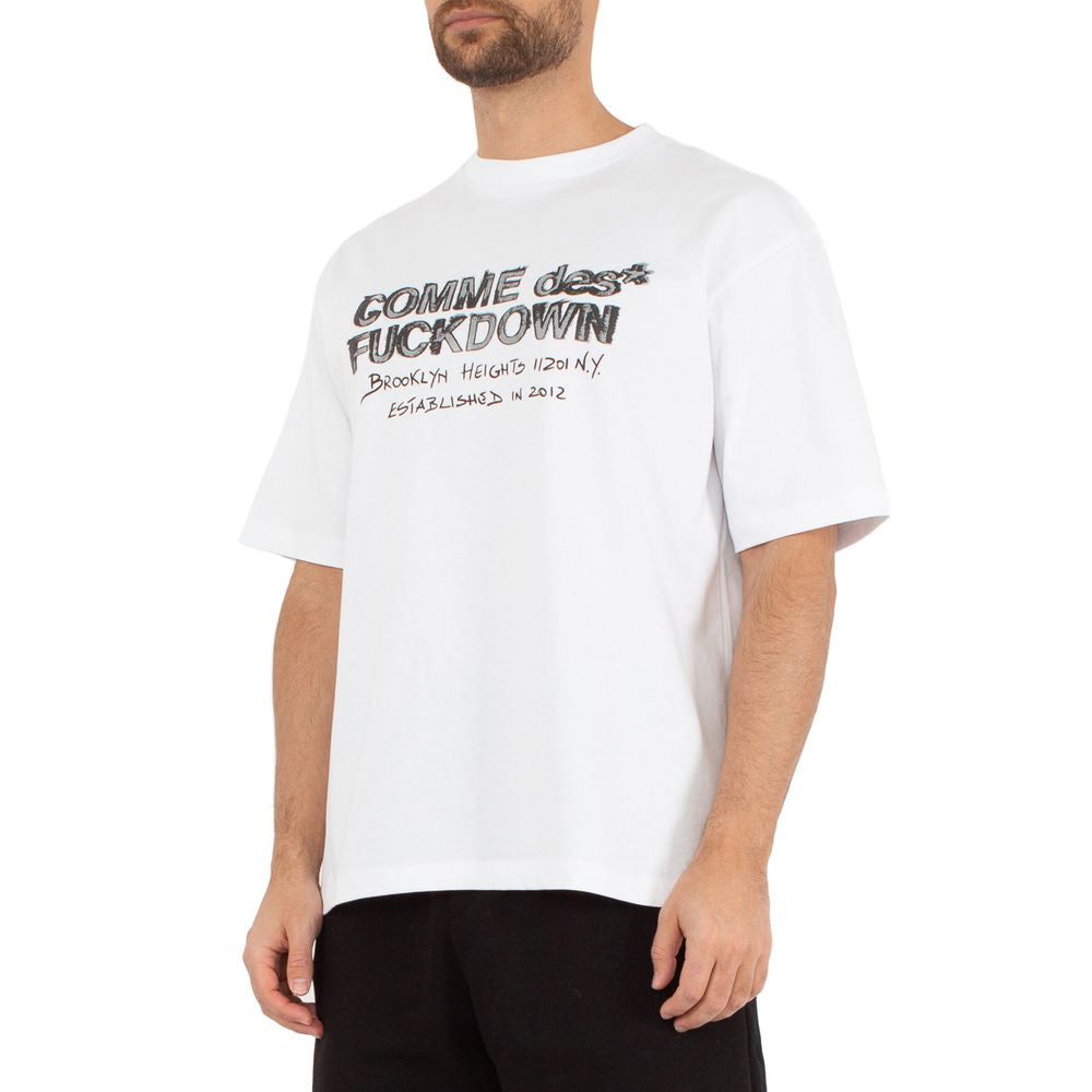 Comme Des Fuckdown Λευκό Βαμβακερό T-Shirt