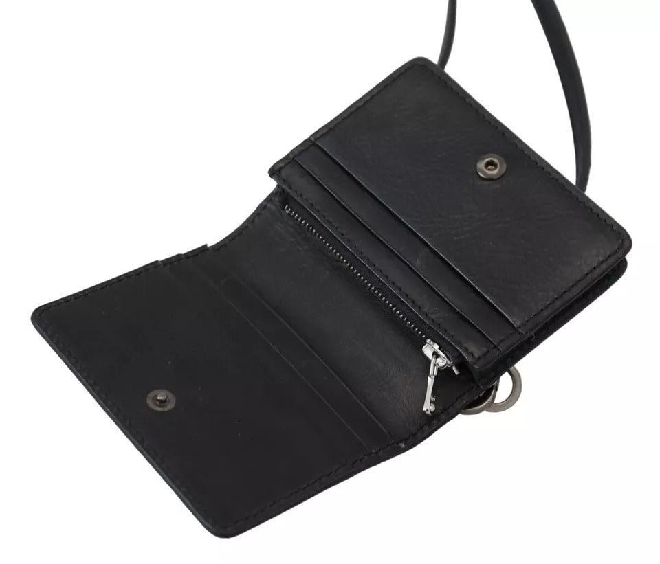 Γυναικείο πορτοφόλι Dolce & Gabbana Μαύρο Δερμάτινο Bifold Shoulder Sling