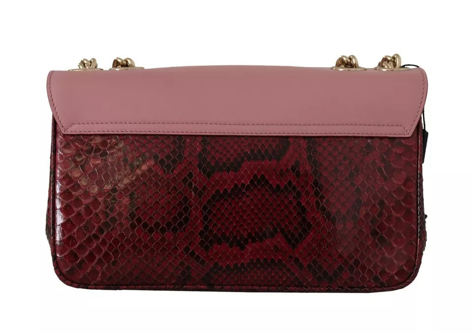 Dolce & Gabbana Pink Red Exotic Skins Χρυσή αλυσίδα τσάντα LUCIA Δερμάτινη τσάντα