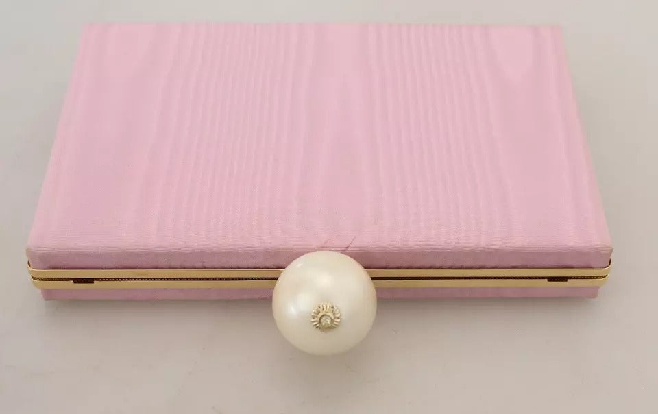 Dolce & Gabbana Pink Silk Gold Frame Clutch Βραδινό πορτοφόλι για πάρτι