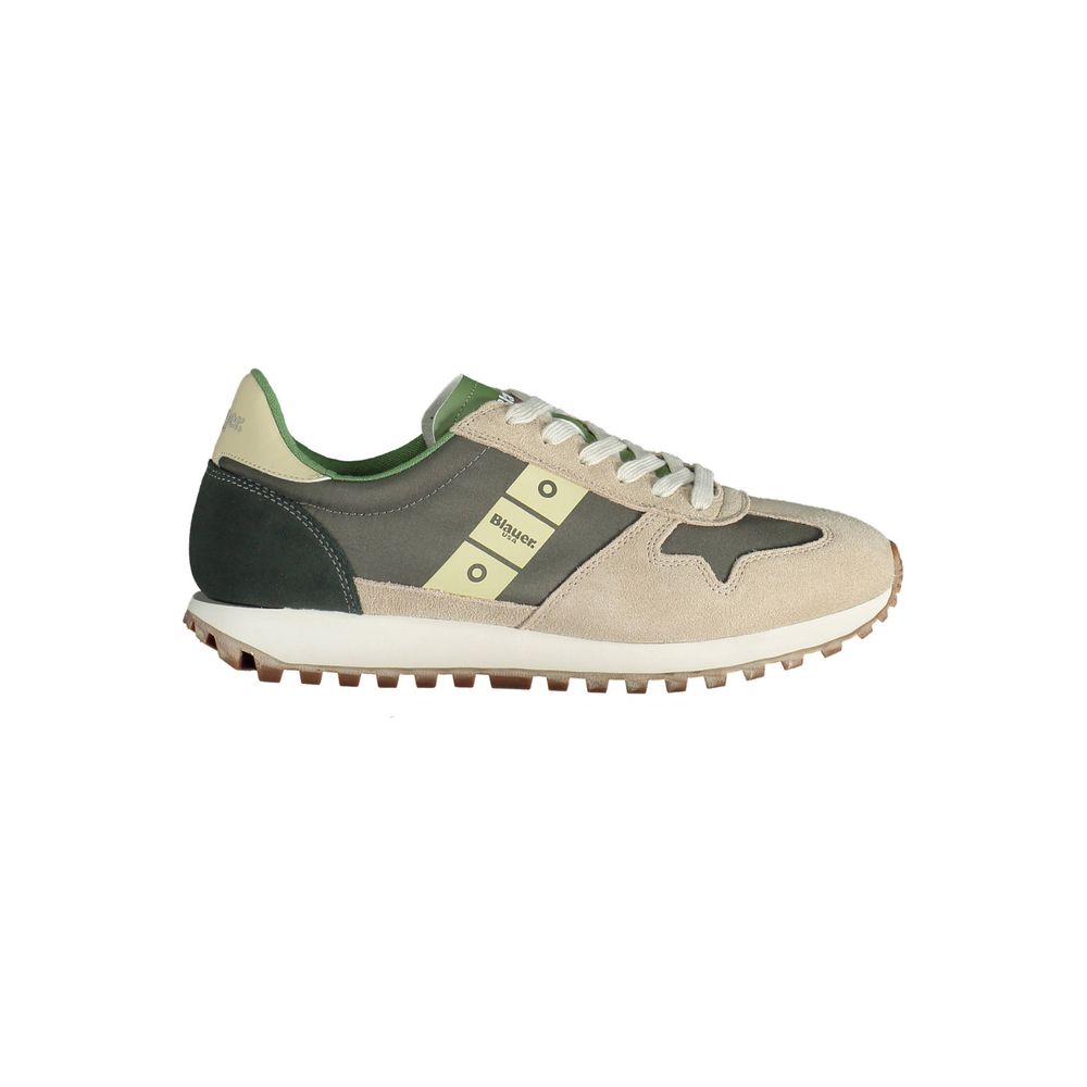 Blauer Beige Lace-Up Sneakers με λογότυπο