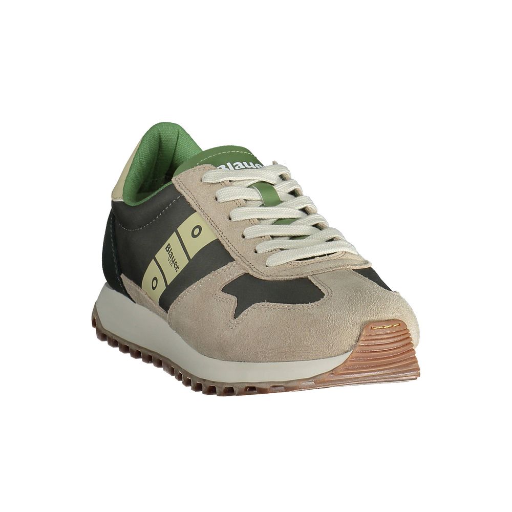 Blauer Beige Lace-Up Sneakers με λογότυπο