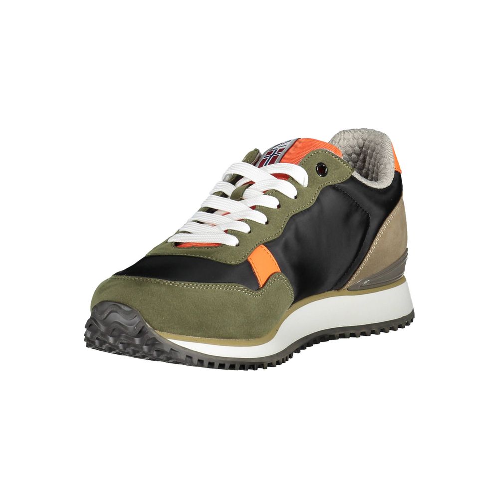 Napapijri Green Contrasting Lace-Up Sports Sneakers