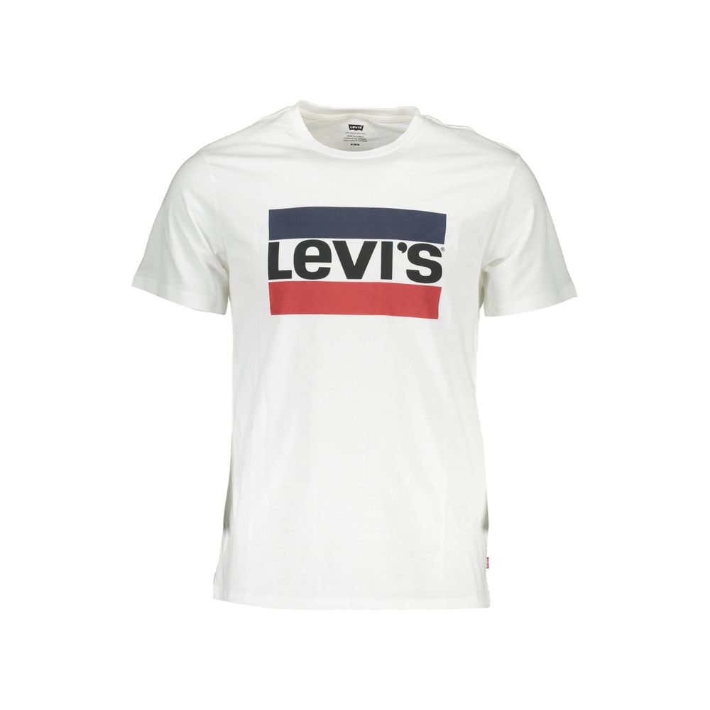 Βαμβακερό μπλουζάκι Levi's Crisp White Crew με λαιμόκοψη με τύπωμα λογότυπου