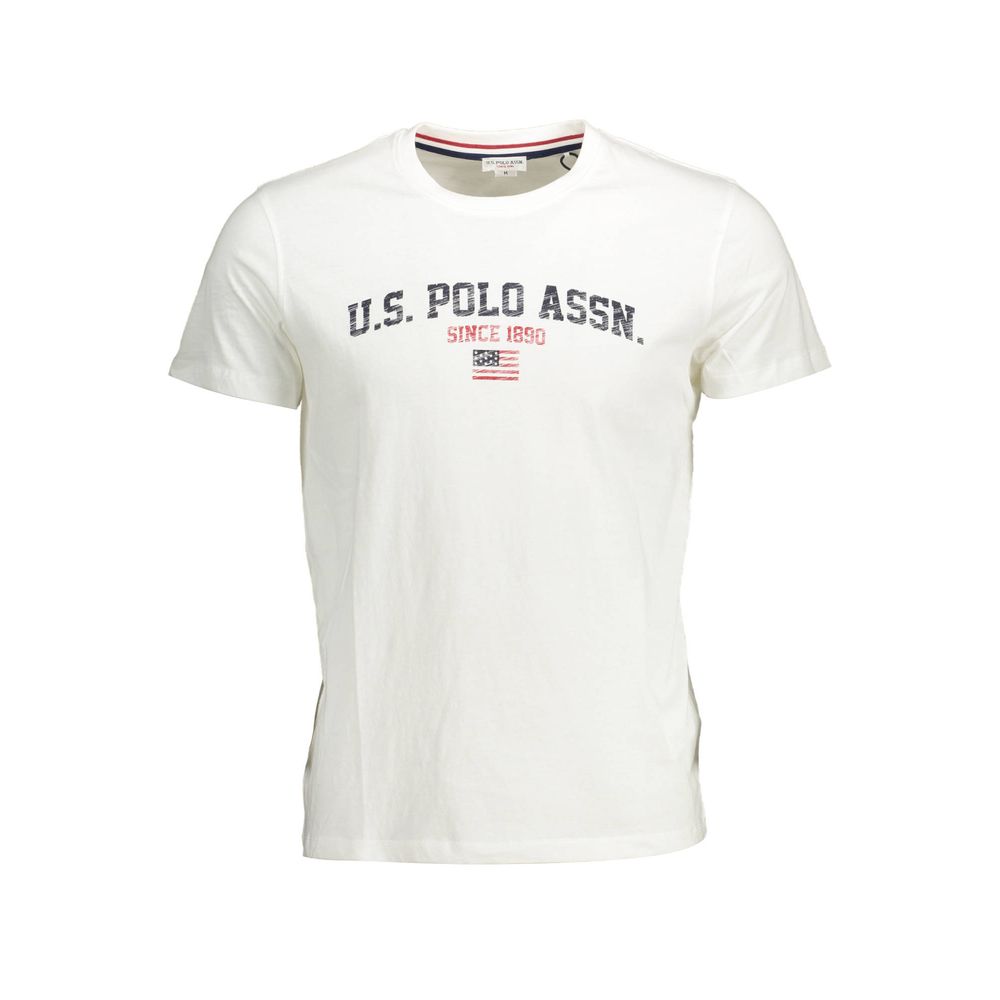 US POLO ASSN. Crisp White Cotton Crew Neck Tee με λογότυπο