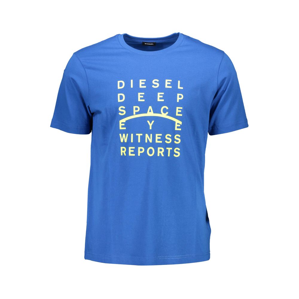 Βαμβακερό μπλουζάκι με λαιμόκοψη Diesel Sleek Blue Crew