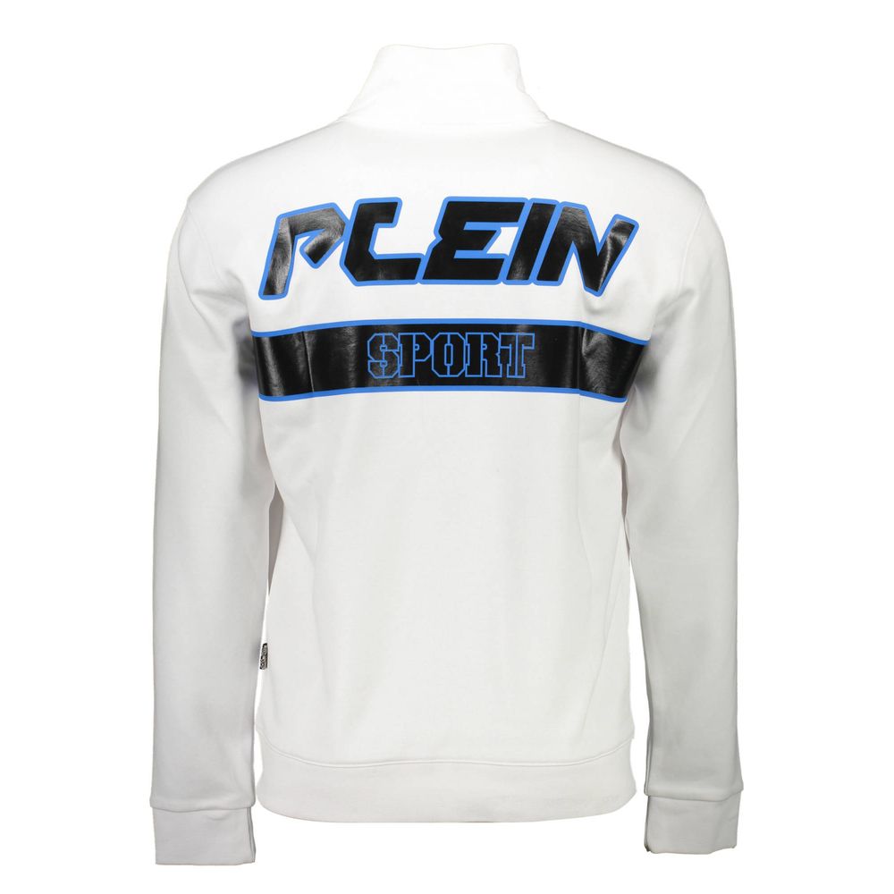 <tc>Plein Sport</tc> Sleek Λευκό Φούτερ με φερμουάρ με αντιθέσεις