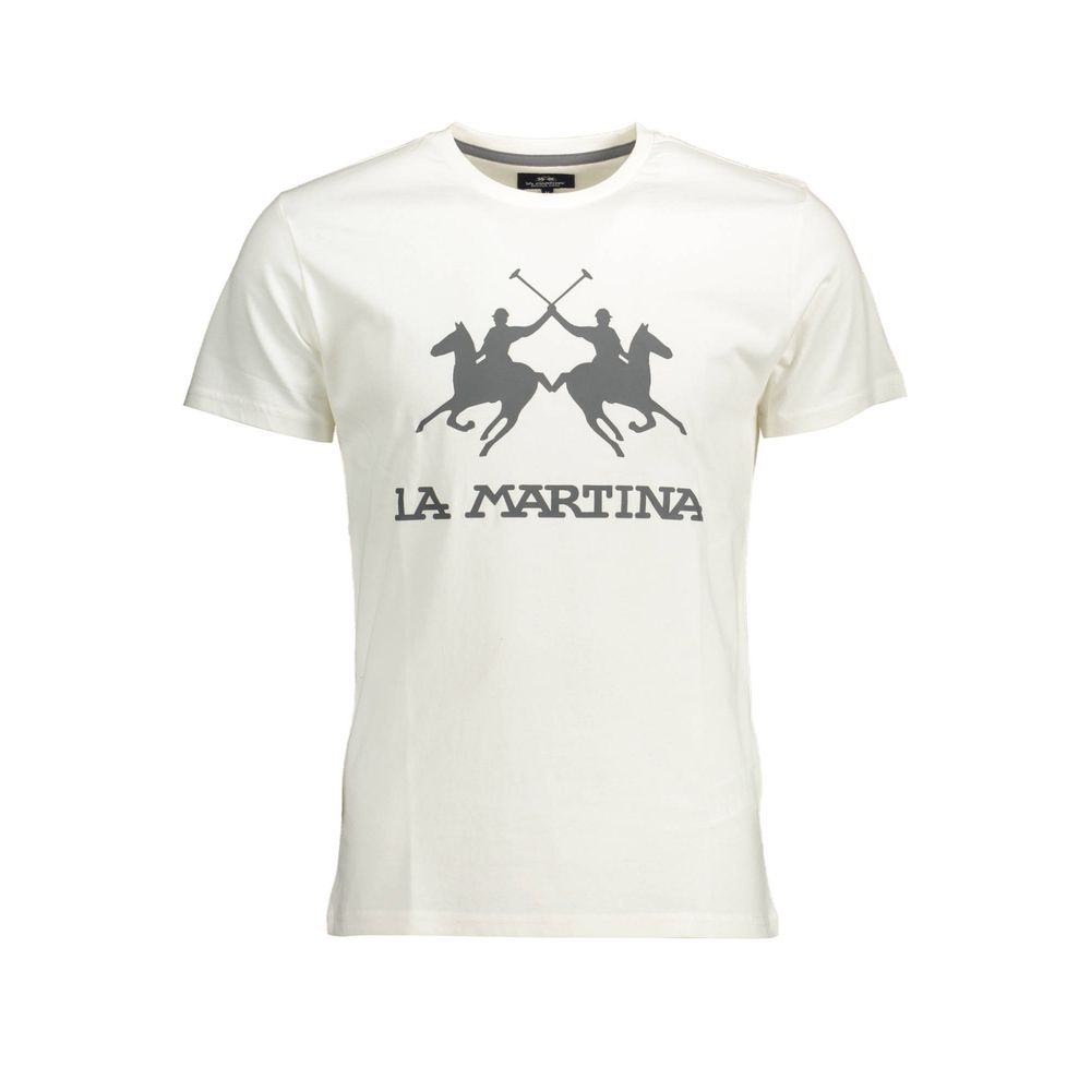 La Martina Crisp White Cotton Crew Neck Tee