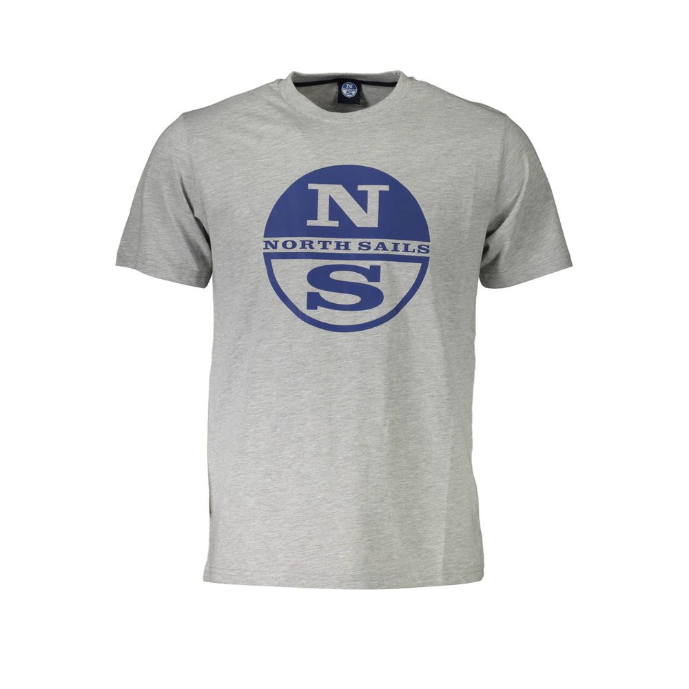 North Sails Sleek Gray Cotton T-Shirt with Iconic Print