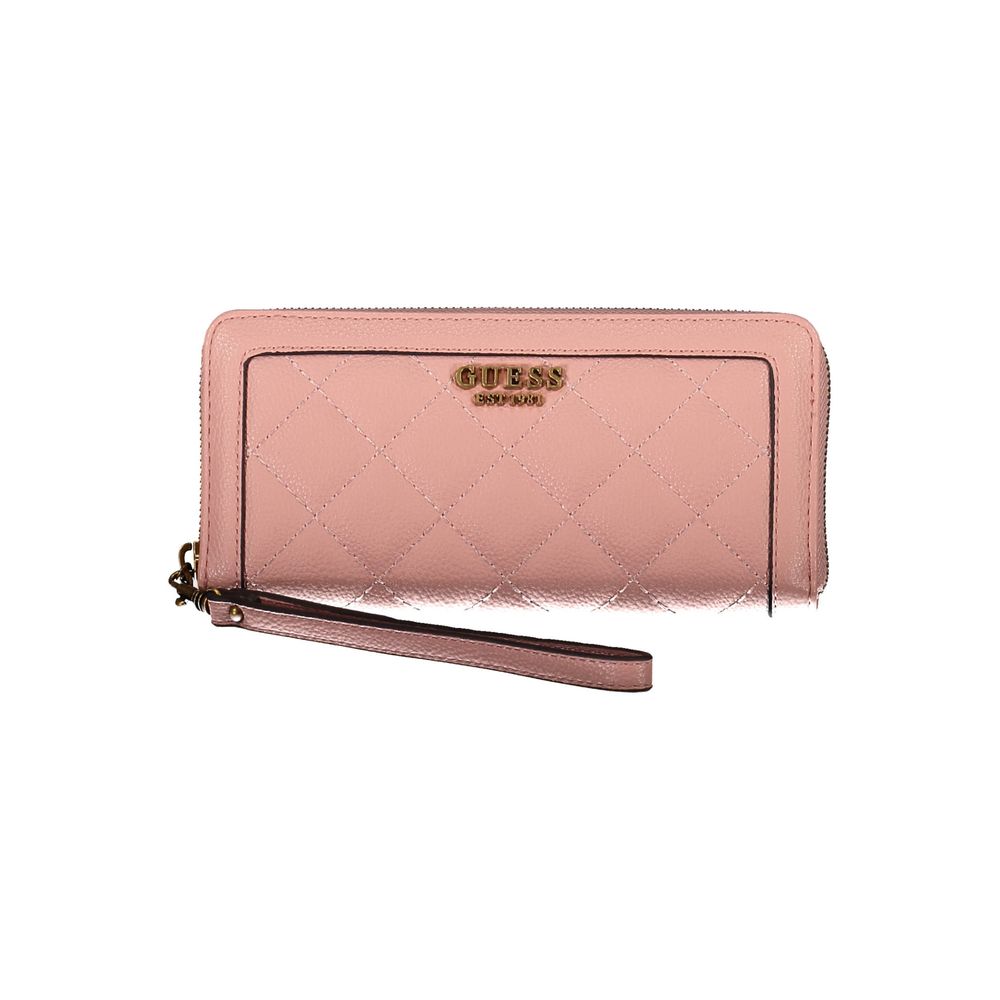 Guess Jeans Chic Pink Wallet με φερμουάρ και λογότυπο αντίθεσης