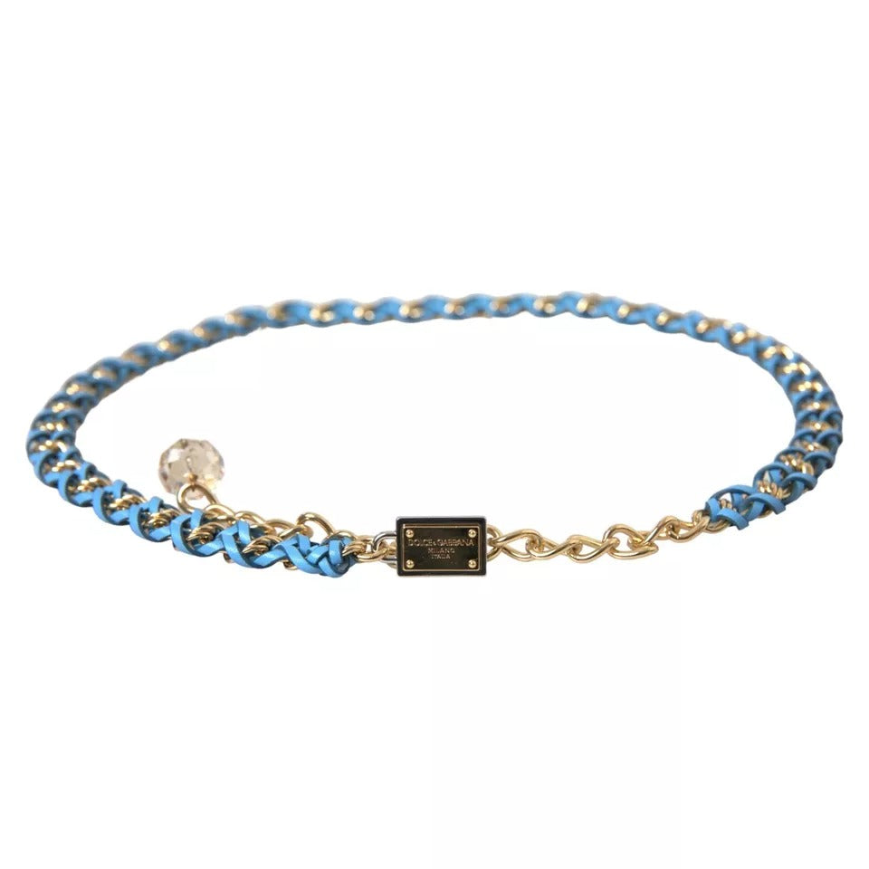 Ζώνη μέσης με αλυσίδα Dolce & Gabbana Blue Braided Gold Brass