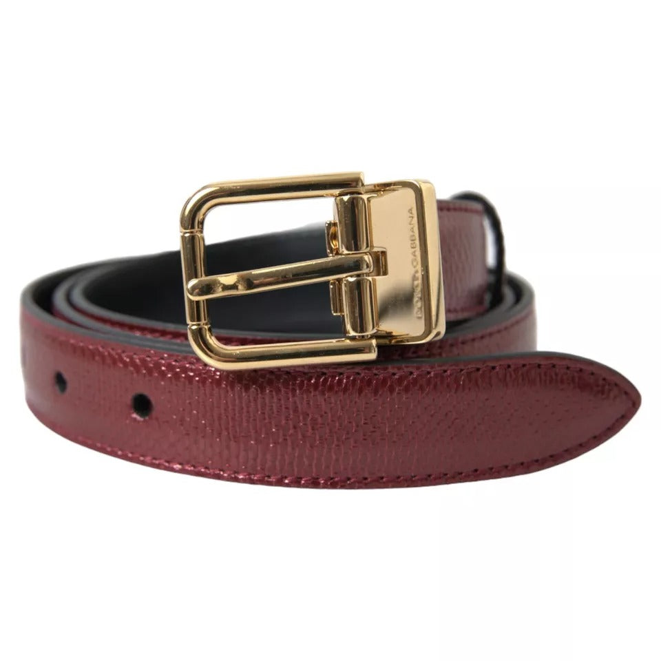 Ανδρική ζώνη με μεταλλική αγκράφα Dolce & Gabbana Maroon Leather