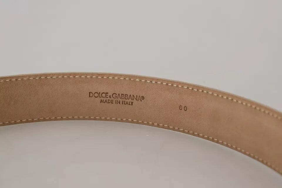 Γυναικεία ζώνη Dolce & Gabbana Beige Δερμάτινη Κρυστάλλινη Πόρπη