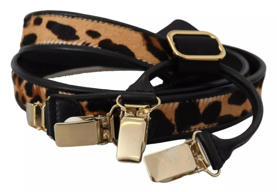 Dolce & Gabbana Brown Leopard Gold Clips Γυναικεία Ζώνη Ζαρτιέρας