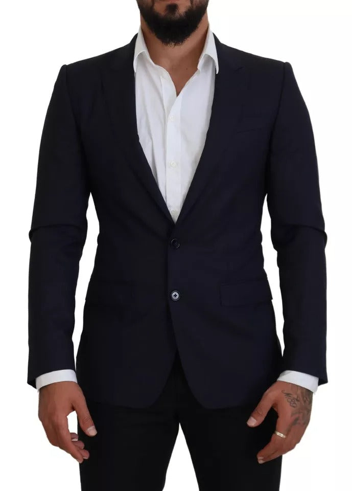 Dolce & Gabbana Blue Wool Slim Fit Επίσημο Παλτό Ανδρικό σακάκι