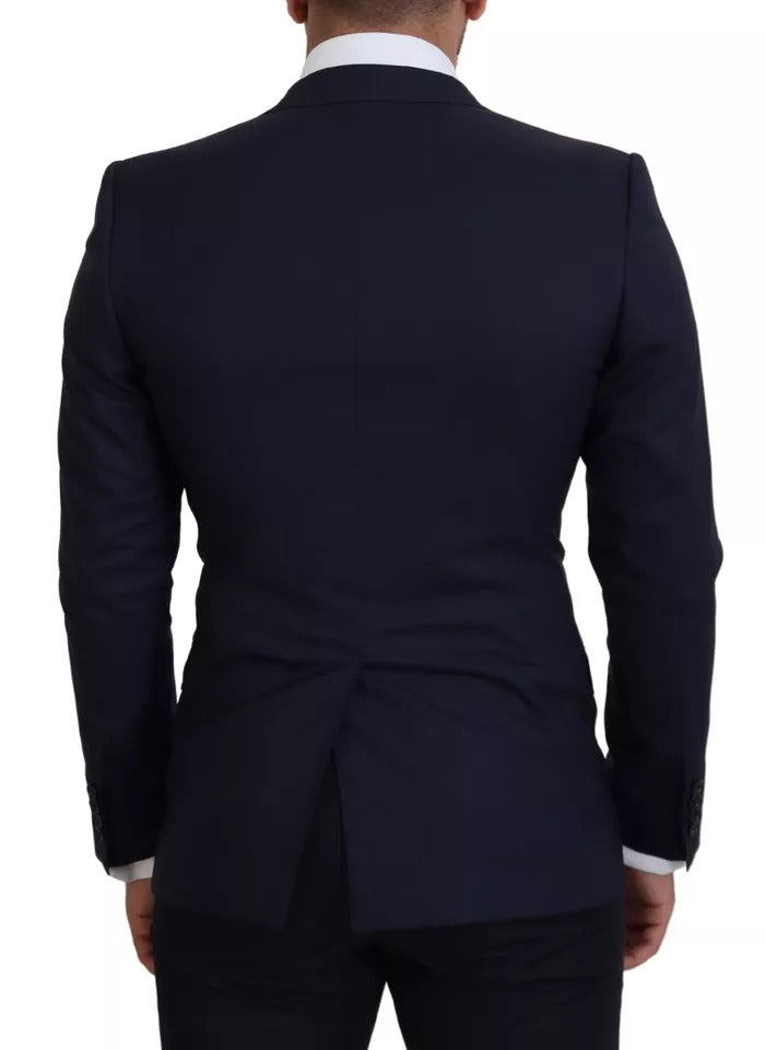 Dolce & Gabbana Blue Wool Slim Fit Επίσημο Παλτό Ανδρικό σακάκι